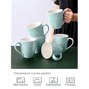 Dowan coffee mugs 17 oz mug gift set for dad ceramic mugs for coffee tea and cocoa coffee cup set of 6 for women men turquoise  urban country home decor