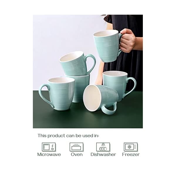 Dowan coffee mugs 17 oz mug gift set for dad ceramic mugs for coffee tea and cocoa coffee cup set of 6 for women men turquoise  urban country home decor