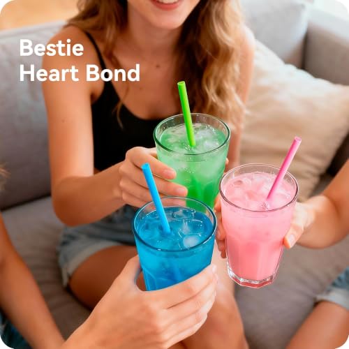 Image of 25pcs Heart Shaped Pink Straws 8mm-Individually Wrapped Disposable Straws