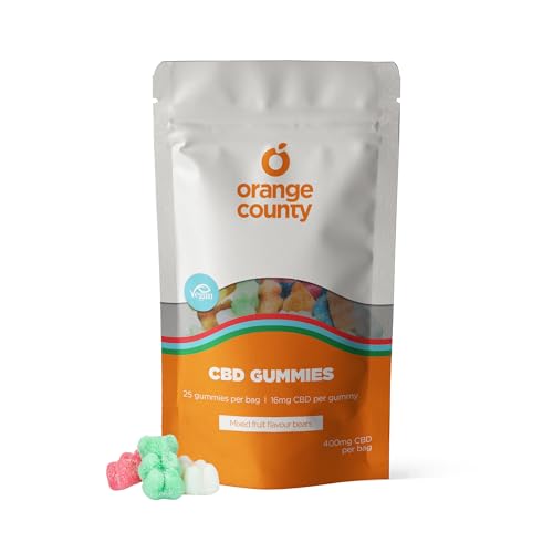 Orange County CBD Gummies 400mg (25 Mixed Fruit Bear Gummies) - High Strength Supports to Reduce Stress Anxiety & Improve Sleep 100% Natural Ingredients Vegan Gluten-Free Non-GMO & THC-Free