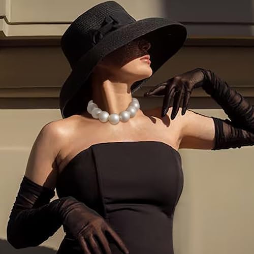 EVER FAITH Faux Pearls Collar Necklaces for Women, Imitation Pearl Beaded Chunky Wedding Statement Choker Necklace Fashion Party Prom Jewelry3