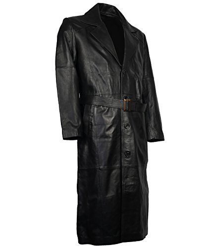 Mens Luxury Elite Class Full Length Sheep Skin Black Leather Coat2