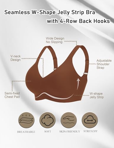 Image of Avidlove Bras for Women Seamless Bra Full Coverage T Shirt Bralettes V Neck Wireless Bra Comfortable Brassiere