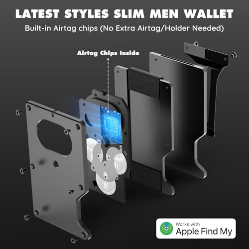 【Anti-theft Tracking Wallet】Smart Wallet with Location Tracking, Air Wallet Build in Airtag Chip Compatible with Apple Find My iOS Only, RFID-Blocking Card Holder with Money Clip (Carbon Fiber)2