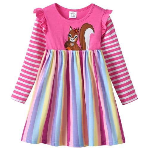 VIKITA Vestido Dibujos Floral Manga Larga Algodón Casual Niñas Lh5822 7-8Y