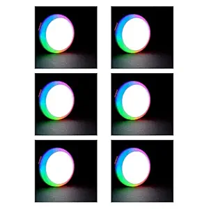 Murphy Aluminium 2-In-1 7W+7W Double Color Round Led Deep Junction Box Light (Cool White+Multi Color, Pack Of 6)