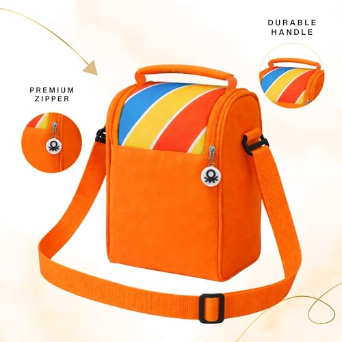 Image of United Colors of Benetton Lunch Bag Set with 3 Glass Containers | Insulated Leakproof Tiffin Bag for Office, School & Travel | Durable, Stylish, BPA-Free Food Storage Kit