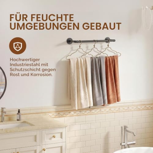 Bamworld kleiderstange wandmontage 1-Pack, 91.9cm, Kleiderstange Wand Industrial, Metall garderobenstange wandmontage… – Ansicht 5