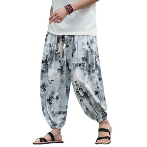 Pantalon en soie de glace pour homme au style ethnique chic