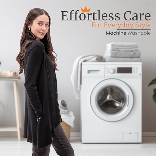 Happyluxe Lightweight Cardigan Sweaters for Women - Eco Cashmere Cardigan with Pockets. Long, Open Front - Made in USA4