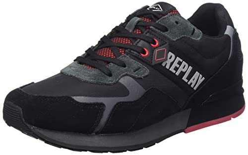 Replay Men's Adrien-Sport Game 2 Sneaker, 178 Black Red, 9.5 UK
