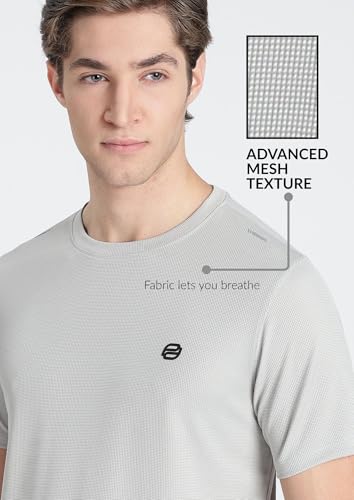 Image of Pump'd Men's Solid Textured Activewear Regular Fit Sports | Activewear | Running | Gym | Plain T-Shirt | Round Neck