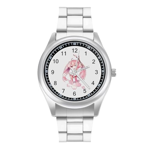 初音 ミク 時計 スチールストラップ時計 ビジネスウォッチ ファッショナブルな時計ストラップ メンズストラップ時計 防水 メンズおよびレディース セイコー時計