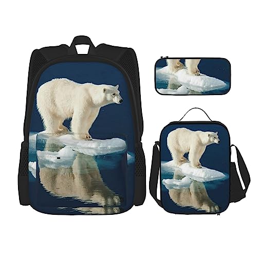 Sac à dos de voyage personnalisé Polar Bear 3 pièces pour organiser vos repas