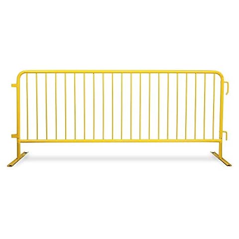 Crowd Control Warehouse Angry Bull Barricades Heavy Duty Crowd Control Metal Interlocking Barricade with Flat No-Trip Feet - 8.5 Ft. (Safety Yellow) (10 Pack) Cover