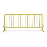 Crowd Control Warehouse Angry Bull Barricades Heavy Duty Crowd Control Metal Interlocking Barricade with Flat No-Trip Feet - 8.5 Ft. (Safety Yellow) (10 Pack)