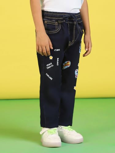 Image of Nautinati Boys Cotton Denim Jeans with Value-Added Detailing | Age 2-10 Years