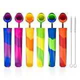 6 Silicone Popsicle Stampi E 2 Spazzole Di Pulizia, Fai Da Te Popsicle Maker, Frutta Popsicle Stampo, Portatile Accessori Per La Cucina.