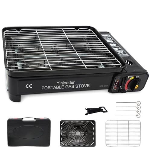 Portable Gas BBQ Camping Grill Set with Grill dish BBQ net – Portable Barbecues with suitcase
