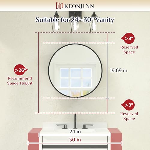 Image of Keonjinn 20 Inch Round Medicine Cabinet with Mirror, Adjustable Shelves