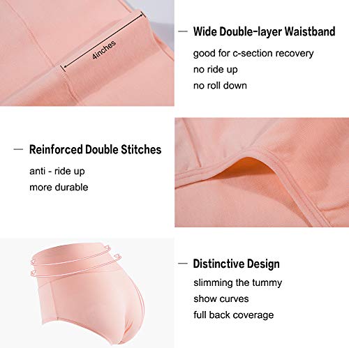 Image of Innersy Women's 5 Pack High Waist Tummy Control Solid Color Cotton Briefs Panties