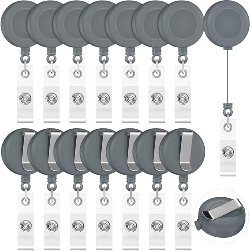 Porte-badge rétractable solide gris lot de 100 pour éviter la perte des clés et badges