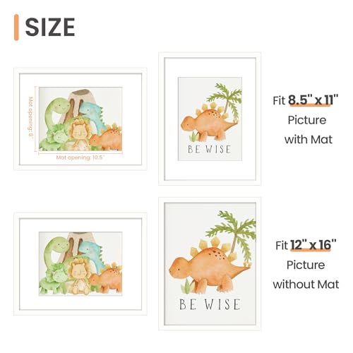 Image of upsimples 12x16 Picture Frame, Display Pictures 8.5x11 with Mat or 12x16 Without Mat, Wall Hanging Photo Frame, White, 1 Pack