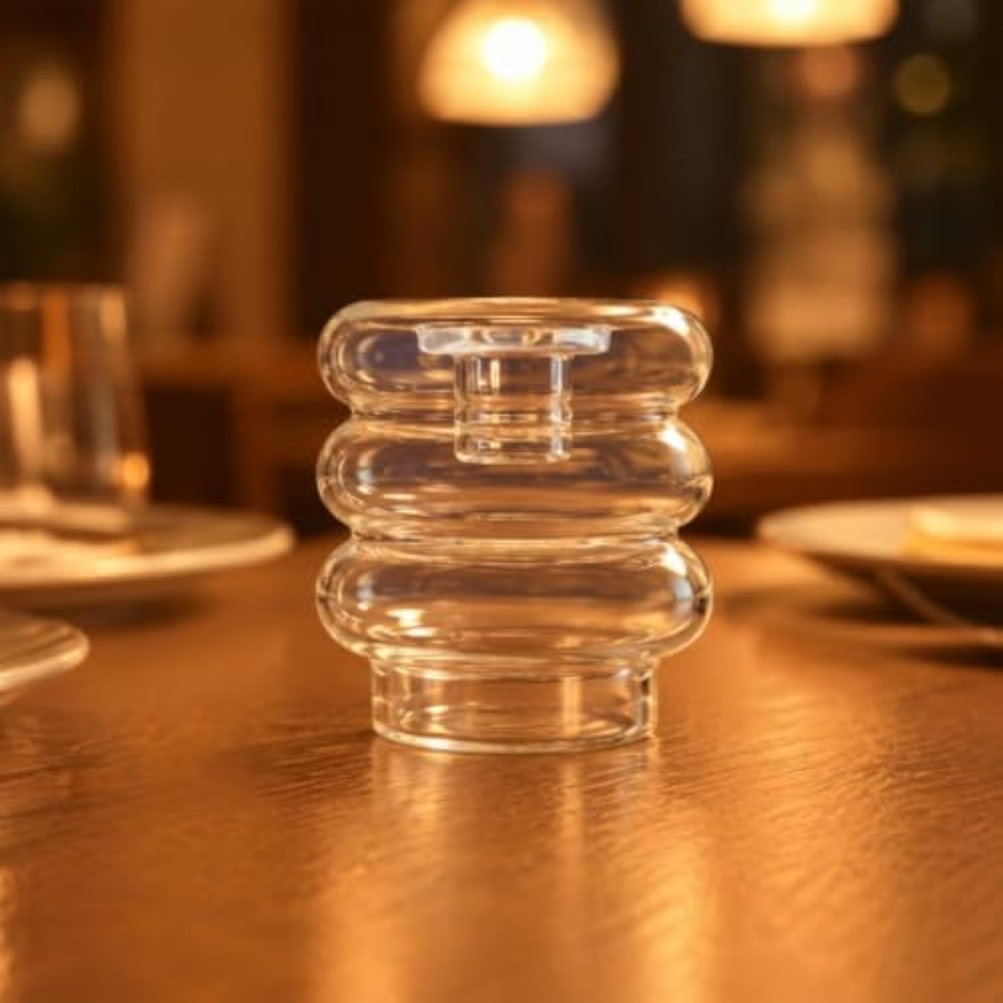Tealight Compatible Stacked Glass Candle Holder