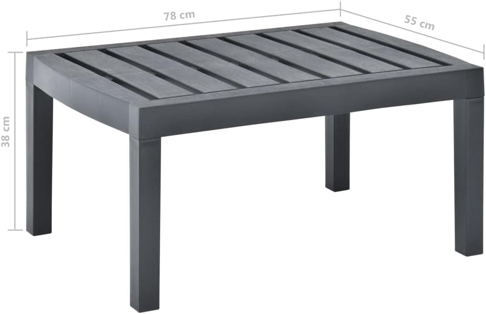 Patio Table Anthracite,Outdoor Tables,Side Table,Dining Table,Patio Table,Garden Table,Coffee Table,Lounge Table,for Living Room,Balcony,Bedroom,Garden,Porch,Deck,Outdoor,30.7"x21.7"x15" Plastic