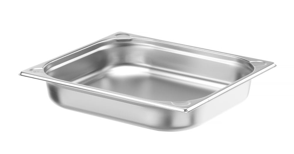 HENDI Gastronormbehälter, mit verstärkten Ecken, geeignet für Chafing Dishes, Bain-marie, Backöfen, Gefrierschränke, temperaturbeständig von -40° bis 250°C, 5L, GN 2/3, 354x325x(H) 65mm, Edelstahl