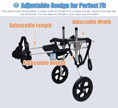 Silla de ruedas para perros grandes – Soporte de pierna trasera ajustable para asistencia de movilidad, carrito de 2 ruedas para pastores alemanes y labradores