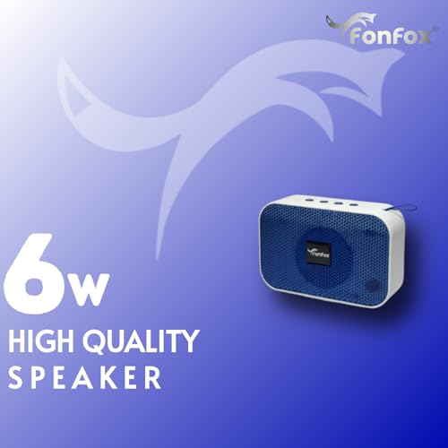 fonfox mini Portable Bluetooth Speaker, White and Turquoise, Wireless Audio Device with Control Buttons (Blue) view 2