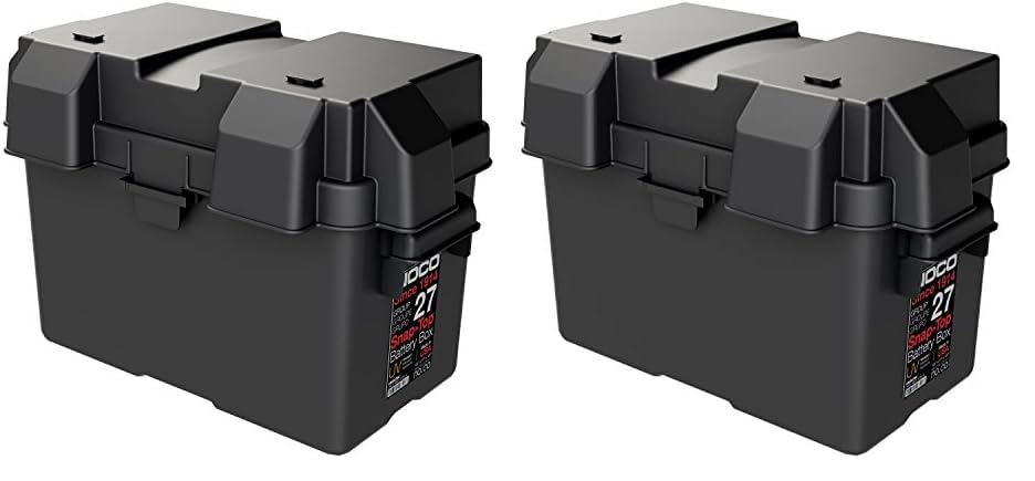 NOCO Snap-Top HM327BKS Battery Box, Group 27 12V Outdoor Waterproof Battery Box for Marine, Automotive, RV, Boat, Camper and Travel Trailer Batteries (Pack of 2)