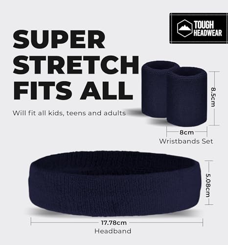 Image of Tough Headwear Terry Cloth Headband - Sweat-Wicking Running Head Band - Basketball Accessories - Headband for Washing Face