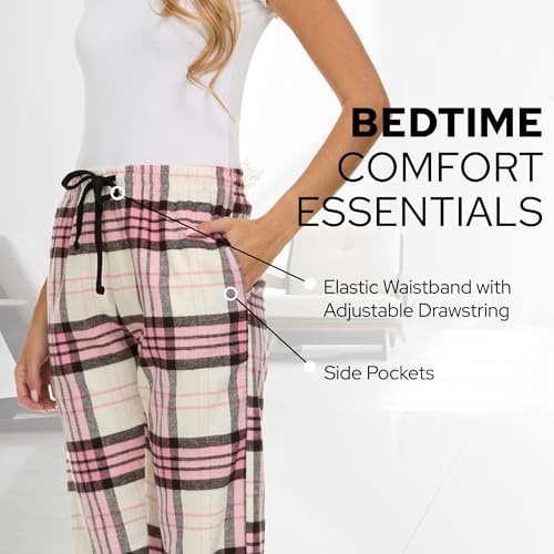 Pajama Bottoms for Women - 3 Pack Cotton Blend Flannel Plaid Lounge Pants, Comfortable PJ Pants2