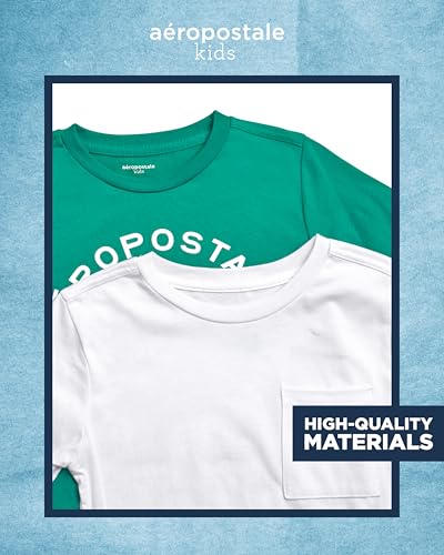 Image of AEROPOSTALE Boys Athletic Shorts Set - 3 Piece Performance Short Sleeve Graphic Boys T Shirts & Fleece Shorts (Size: 8-12)