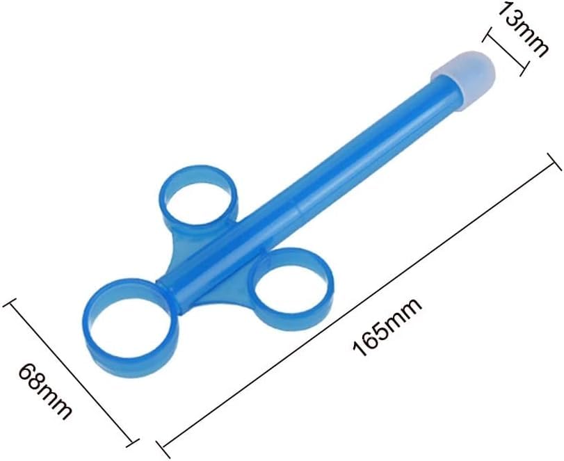 Image of Lube Applicator for Women Man, 2PCS Injector with 10ml Scale Smooth Rounded Cap, Reusable, Easy to Clean (Blue-Red)