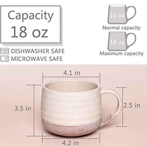 Bosmarlin Ceramic Large Latte Coffee Mug Set Of 2 For Latte, Cappuccino, 18 Oz, Dishwasher And Microwave Safe (Pink&Grey, 2) #TOP1
