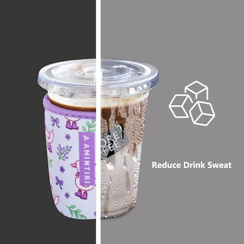 Image of 3 Pack Reusable Sleeve for Iced Coffee Cup, Coffee Neoprene Sleeve for Iced&Hot Drinks, Coffee Sleeve Compatible with Starbucks, Dunkin Coffee Cup. (Lalic Goose)