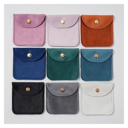 Bolsa de embalaje joyería terciopelo marrón de 10 uds para pendientes y anillos 5