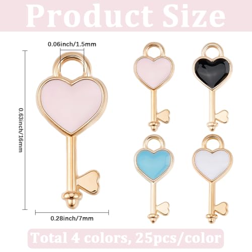 Breloques clés en cœur émail bijoux pendentifs amour Saint Valentin