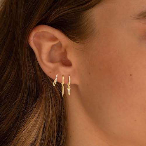 TOBENY 3 Pairs Gold Hoop Earrings Set 14k Gold Plated Hypoallergenic Stud Earrings for Women Trendy Small Dainty Diamond Huggie Dangle Earrings for Women Gifts Jewelry2