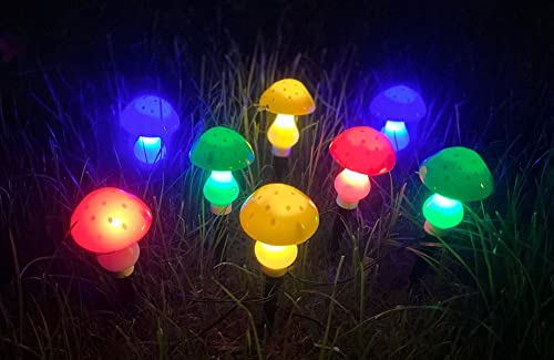 8 Pcs Solar Mushroom Lights Outdoor Garden Lights Solar Powered Waterproof 8 Modes Multi-Color Outdoor Fairy String Lights For Decor Yard Patio Festival #TOP3