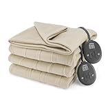 Sunbeam Royal Ultra Fleece Heated Electric Blanket King Size, 90' x 100', 12 Heat Settings, 12-Hour Auto Shut-Off, Machine Washable, Pebble Beige