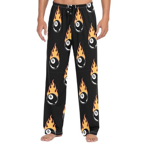 Men's Pajama Bottoms Flaming Billiard 8 Ball Mens Pajama Pants Table Tennis Cotton Pj Bottoms Sleepwear Lounge Pants XXL2