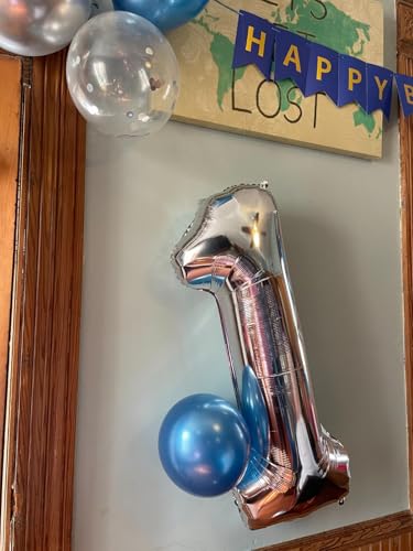 Image of Number Balloons 18 Balloon 40 inch Silver for 18 Birthday Party Decoration | Saturated Color, Large 40 in, With Straw & Hanging Hole, For Graduation Season, Thanksgiving, Anniversary, Christmas
