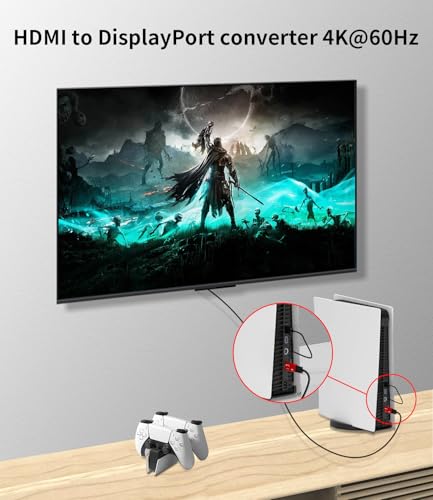 Adaptador HDMI a DisplayPort, 4K@60Hz, Cable USB Rojo miniatura 2