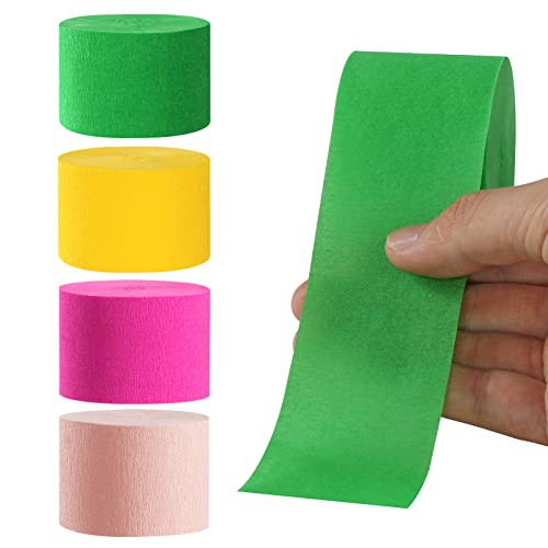Image of Hawaiian-Themed Pool Party-Decorations Streamers - 8 Rolls Tropical Jungle Aloha Birthday Supplies Bachelorette Crepe Tissue Paper Banners,Summer Beach Baby Shower Backdrop Garland Decor Panduola