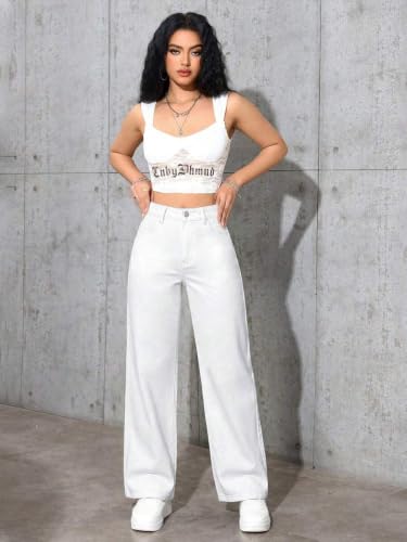 Image of Celary Women High Waisted Wide Leg Jeans||Stretch Denim Palazzo Pants||Casual Loose Fit Straight Jeans for Women & Girls