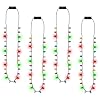 Light up Christmas Necklace, 4pcs Xmas Bulb Necklaces Accessories Bulk, Colorful Glow 3D Xmas Bulb Necklaces Decor, 3 Modes Light Necklace Decor for Ugly Sweater New Year Family Party Supplies
